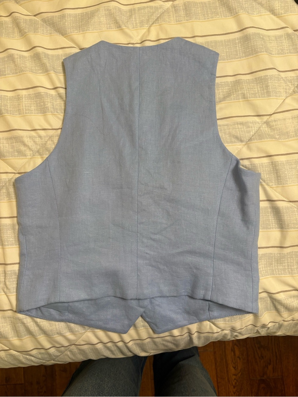 Mango Light Blue Button-Front Vest - Picture 3 of 4